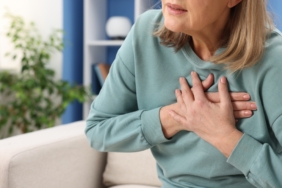 Heart,Attack.,Senior,Woman,Suffering,From,Pain,In,Chest,Indoors,